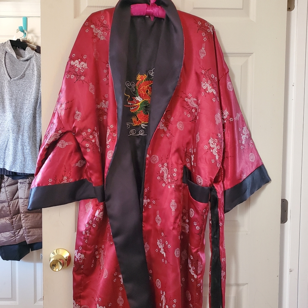Silk Robe w Dragon Embroidery